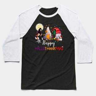 Halloween Thanksgiving Christmas Happy HalloThanksMas Baseball T-Shirt